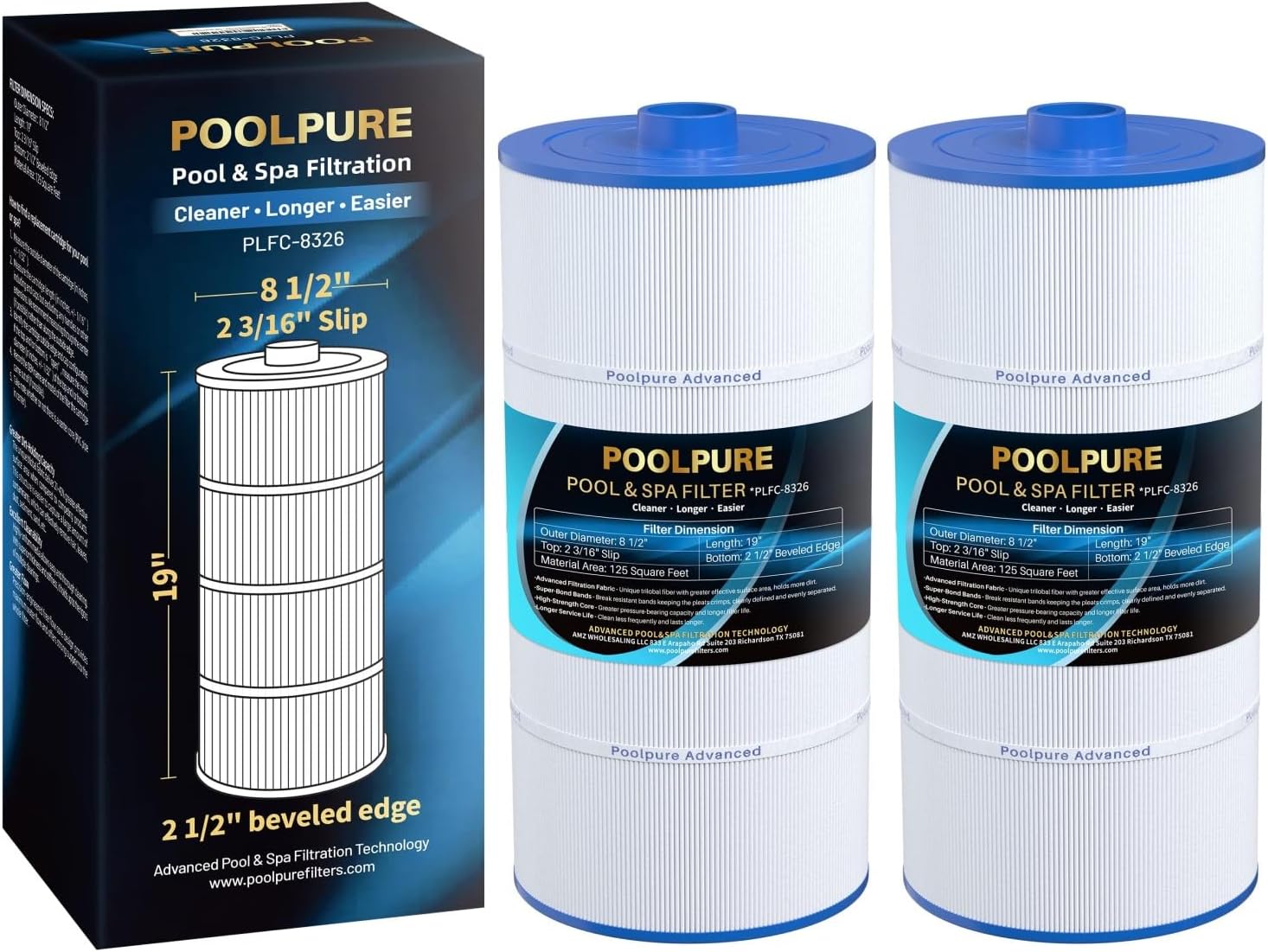 Paquete de 2 filtros de spa compatibles con Unicel C-4326 Pleatco PRB25