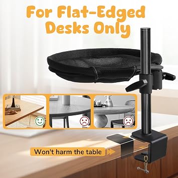 Topmart Cat Desk Bed with 360 Rotating & Adjustable Height | Cat Hammock for Desk with 2 Washable Pads, Easy to Install, Kittens Bed Attachment for Home Office,Up to 45LBS, Grey & Black