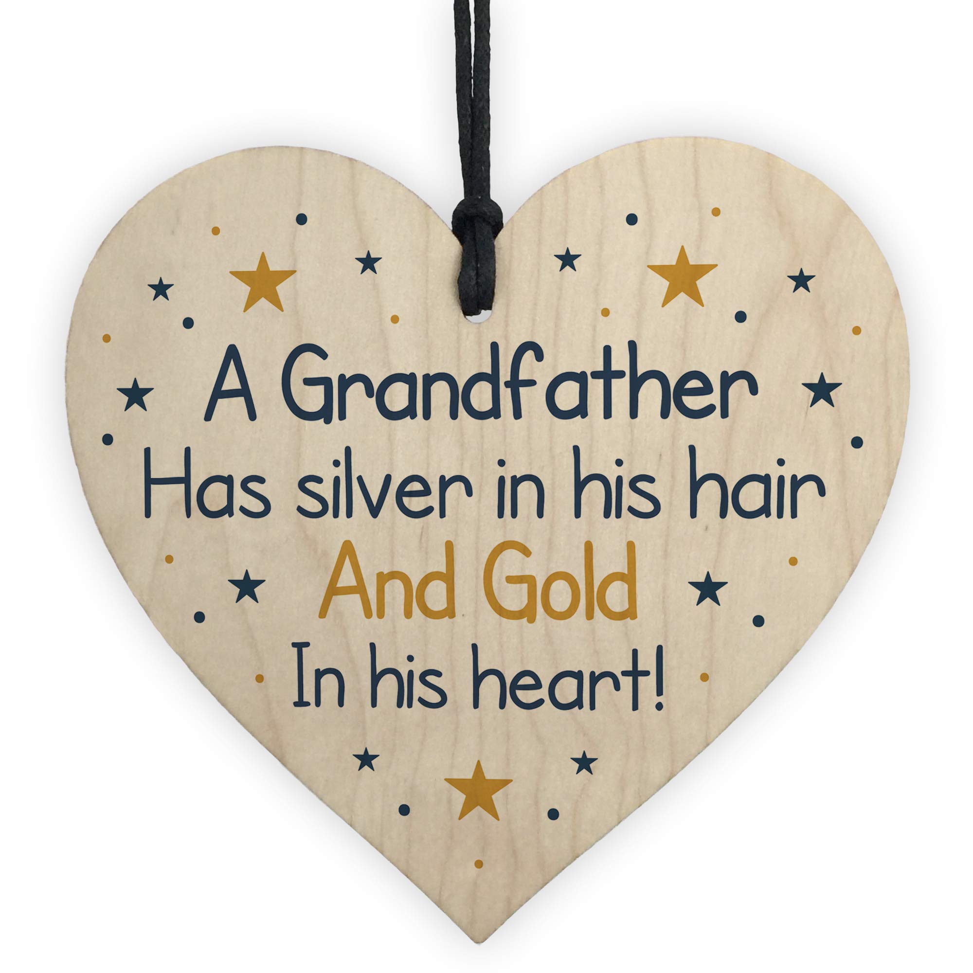 RED OCEAN Novelty Gifts For Grandad Grandfather Wood Heart Gift For Birthday Fathers Day Christmas