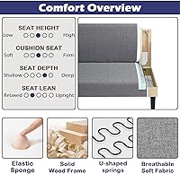 Vista 6 de STHOUYN Mini Sofá Pequeño y Cómodo Sin Brazos con Puerto USB para Dormitorio, Sofás de Terciopelo para Espacios Pequeños, Sala de Estar, Oficina