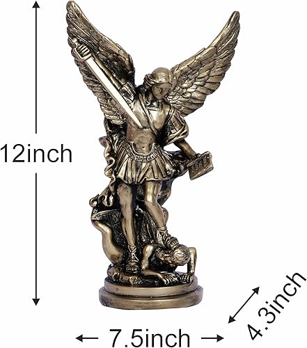 Miniatura 6 de Estatua de San Miguel Arcangel de 12 pulgadas, estatua de San Miguel, estatua de San Miguel, estatua derrotada de Lucifer pisotea, resina de