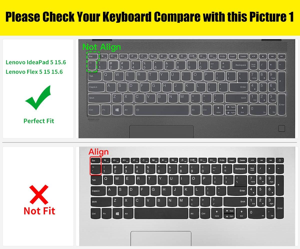 Paquete de 2 fundas de teclado para Lenovo Yoga 7i 15.6 16, Ideapad 3