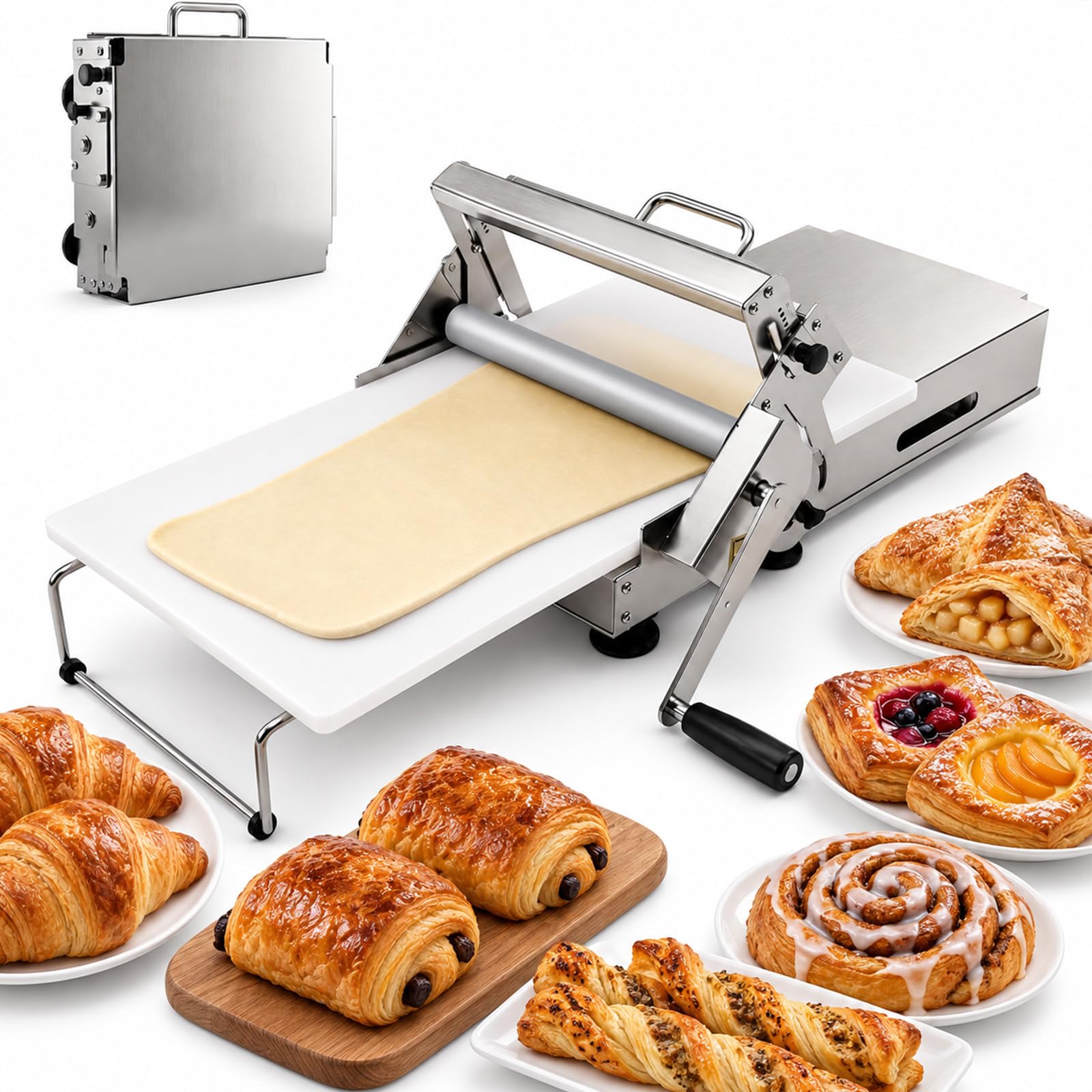 Sfogliatrice manuale per croissant, 0–25 mm, in acciaio inox A300
