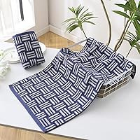 Vista 3 de YiLUOMO Juego de 2 toallas de mano azules con patrón de rayas blancas, súper suaves, 100% algodón de rizo ultra absorbentes, de secado rápido, 13 x