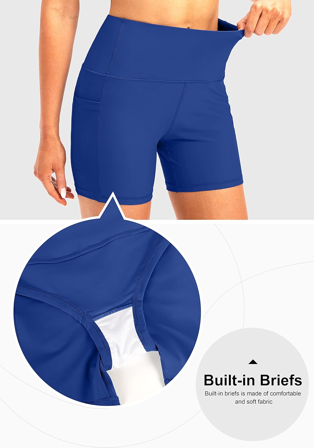 Soothfeel Women's High Waisted Swim Board Shorts 5 Inch UPF 50+ Tummy Control Bathing Suit Bottoms for Women with Pockets - Image 4