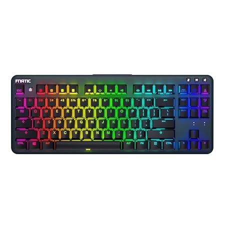 fnatic miniStreak Speed Pro Gaming Mechanical Tenkeyless Esports Keyboard (Speed Silver switches, Multi-Color RGB Lighting, Ergonomic Wrist Rest, Programmable) US-Layout, Black (KB0003-001)