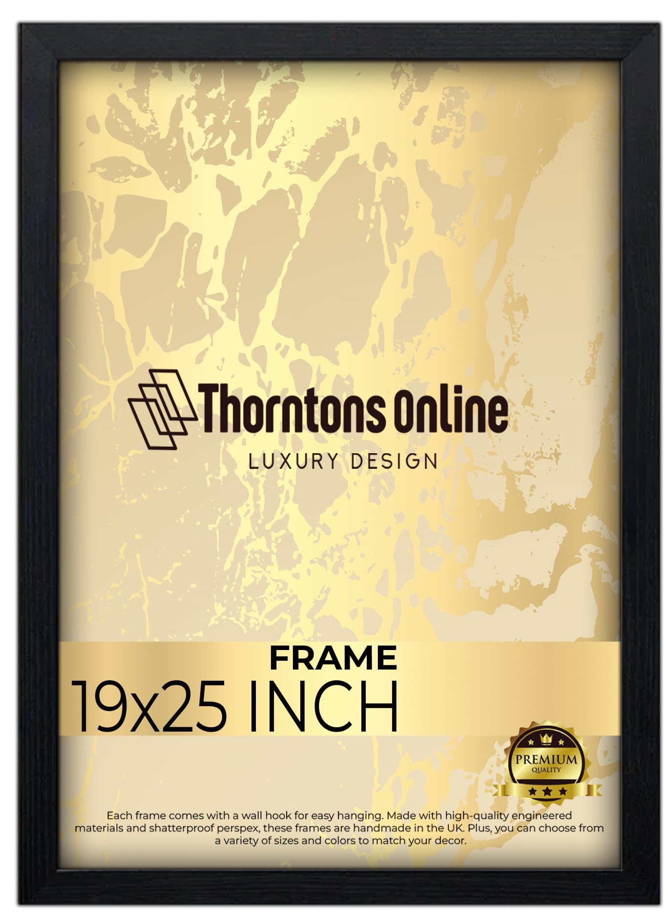 19x25 Inch Poster Picture Frame Black (48.26x63.5) |Acrylic front| |mdf backing with both ways hanging hooks|Ideal for Artwork and Decor