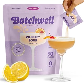 Whiskey Sour Cocktail Mix & Mocktail Mix | Drink Mix for Whiskey or Non-Alcoholic Drinks | 30 Calories, Sweetened with Agave, No Artificial Sweeteners or Preservatives | Batchwell