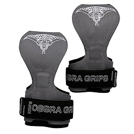 Cobra Grips PRO Weight Lifting Gloves Heavy Duty Straps Alternative Power Lifting Hooks Best for Deadlifts Adjustable Neoprene Padded Wrist Wraps Support Bodybuilding (PRO Gray Rubber)