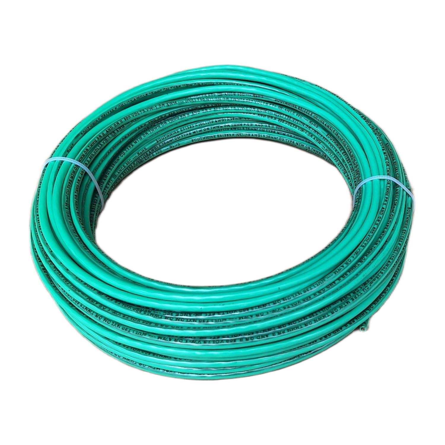 THHN Wire 10 Gauge (10 AWG) 100 FT - Stranded Copper Building Wire for Panel/Control Wiring, Grounding & Lighting Circuits (Residential/Industrial), UL Listed, 600V, THWN-2, PVC/Nylon Jacket, Green