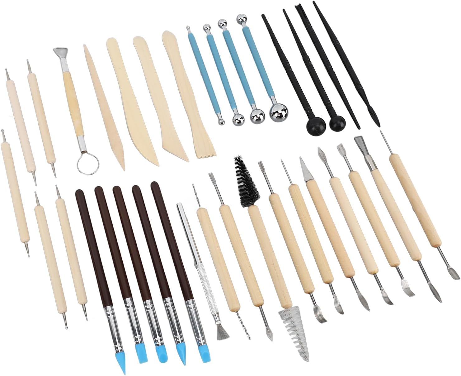 36 Piece Pottery Clay Sculpting Set for Ceramic Carving, Modeling, and Shaping - Comprehensive Kit for Dotting and Building Supplies - Includes Tools for Silicone Spot Drilling