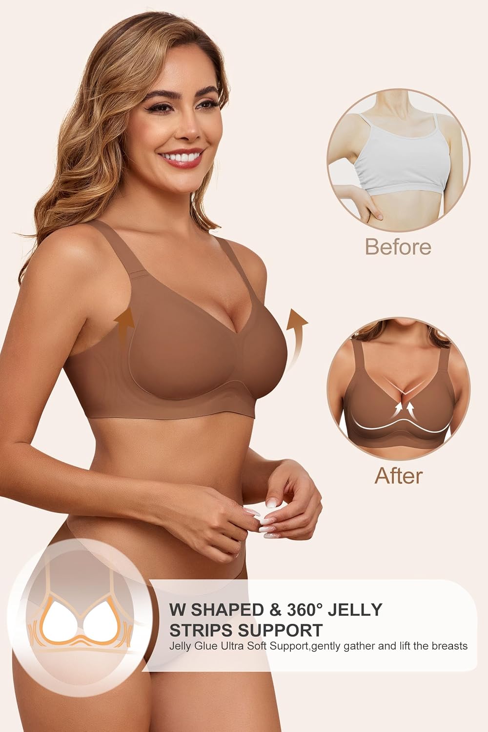 HORISUN Wireless Bras for Women Soft Comfortable No Underwire T Shirt Bra Seamless Full Coverage Bras with Support - Image 2