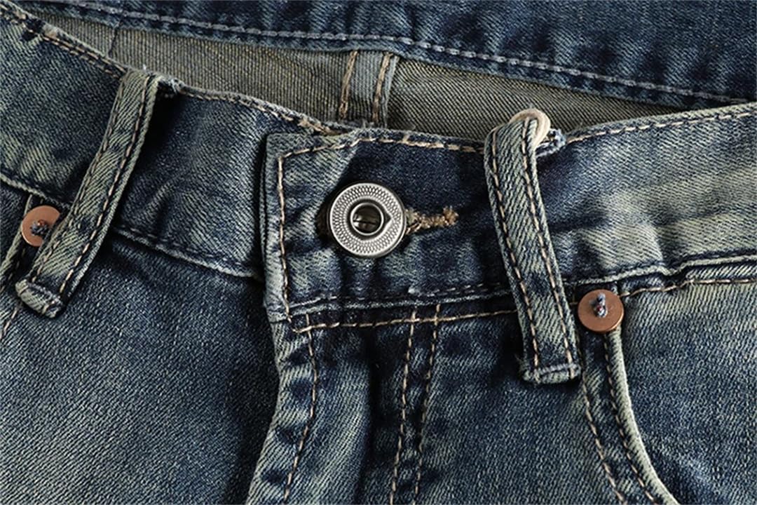 Men’S Summer Denim Shorts Washed Old Elastic Straight Casual Hiking Cargo Shorts