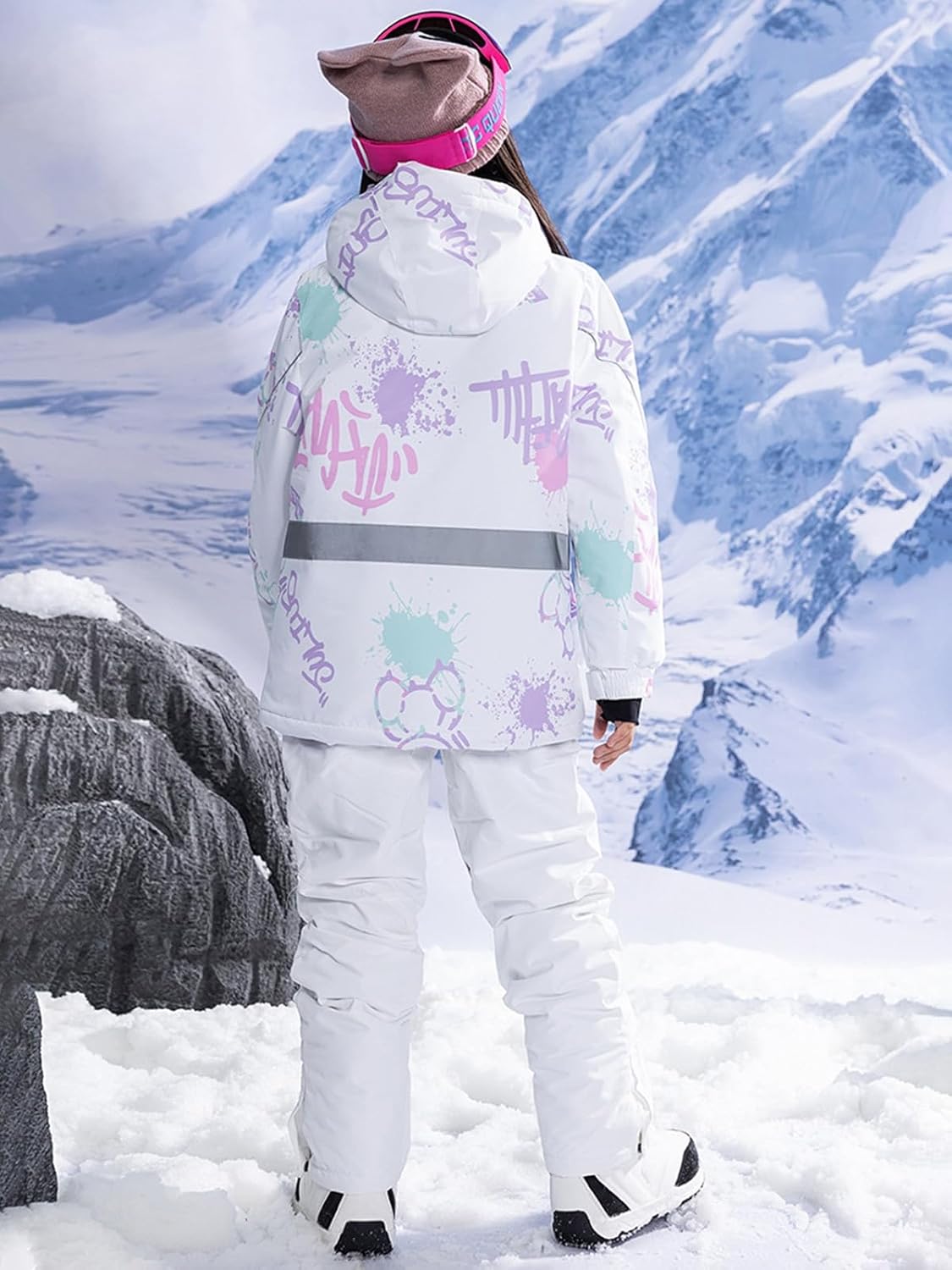 WOWULOVELY Girl's Winter Skisuit Thicken Warm Hooded Snowsuit Toddler Ski Jacket Pants Set - Image 3