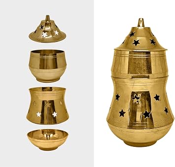 Tsngerine Brass Camphor Burner Lamp with Diya Oil Diffuser