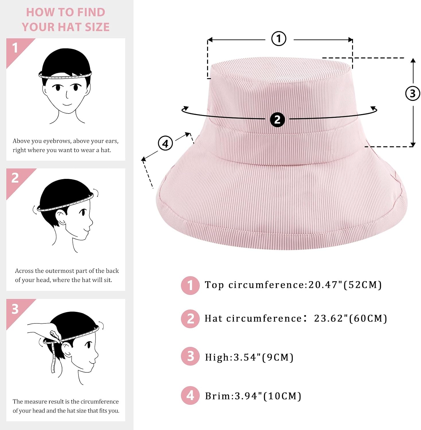 DOCILA Bucket Hat for Women Stripe Print Fisherman Hats Packable All Seasons Sun Protection Caps