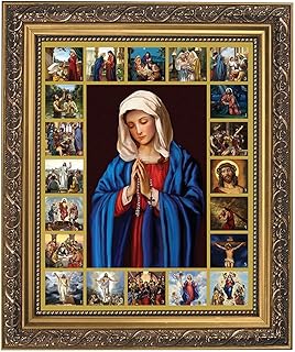 Christian Brands Mysteries Of The Rosary Gold Tone Framed Print, 10-1/2" W x 12-1/2" H - Pack of 1