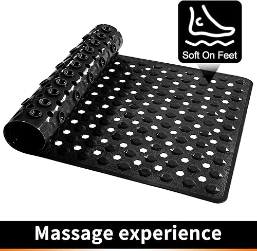 Miniatura 3 de Yimobra Tapete de ducha para bañera, tapete largo antideslizante para bañera con orificio de drenaje y ventosas, suave en los pies, lavable a