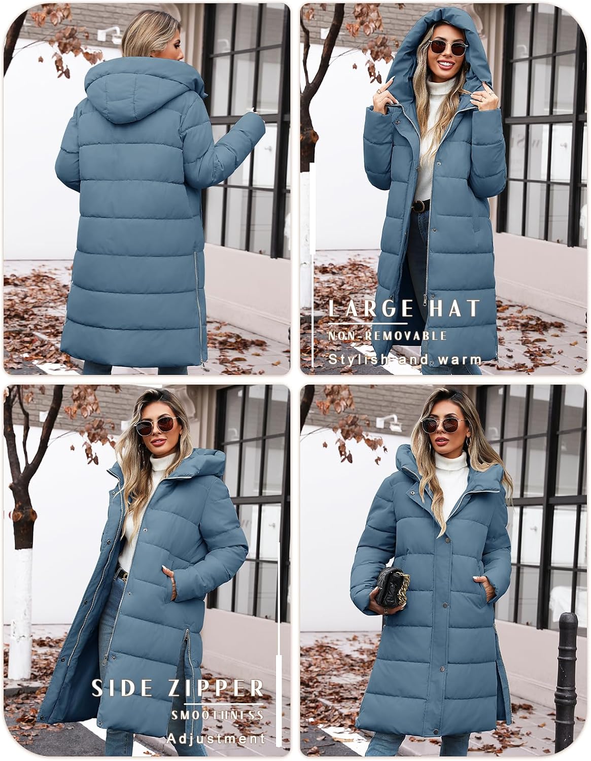 Winter Coats for Women-Puffer Jacket Hooded Warm Winter Long Coat Thickened Down Alternative Jacket Outwear