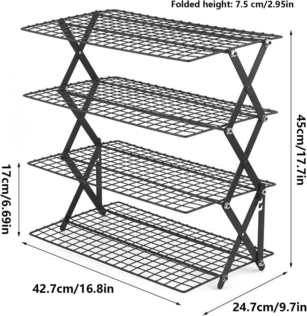 Baking ,Heavy Duty 4-Tier Foldable Organizer - Grill Rack Roasting Pan Kitchen Accessories,for Roasting Cooking Grilling Meat Dessert Fruit Home Party Restaurant