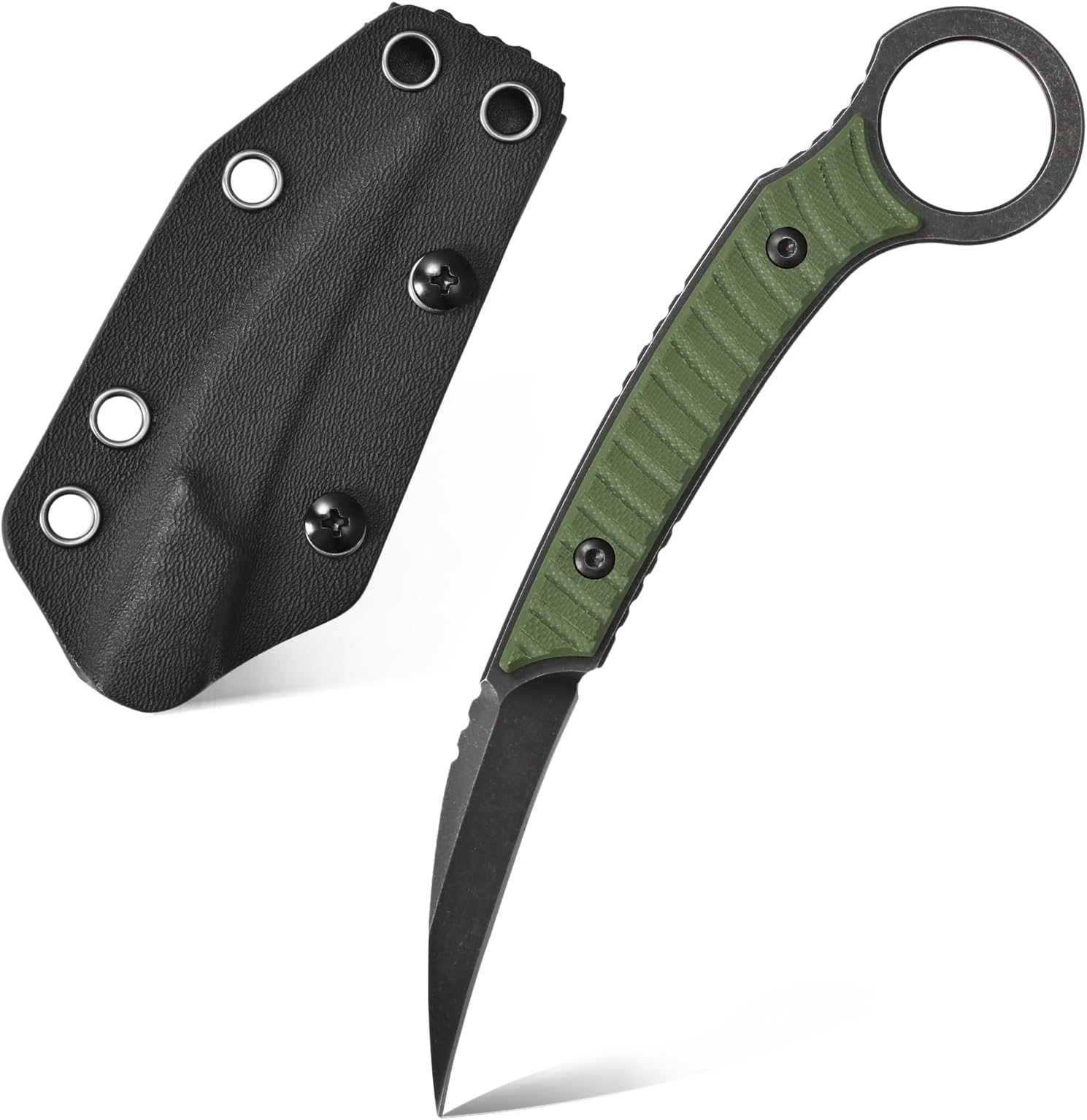 Ccanku C1394 Fixed Blade Knife, AUS-8 Black Stonewashed Steel Blade G10 Handl...