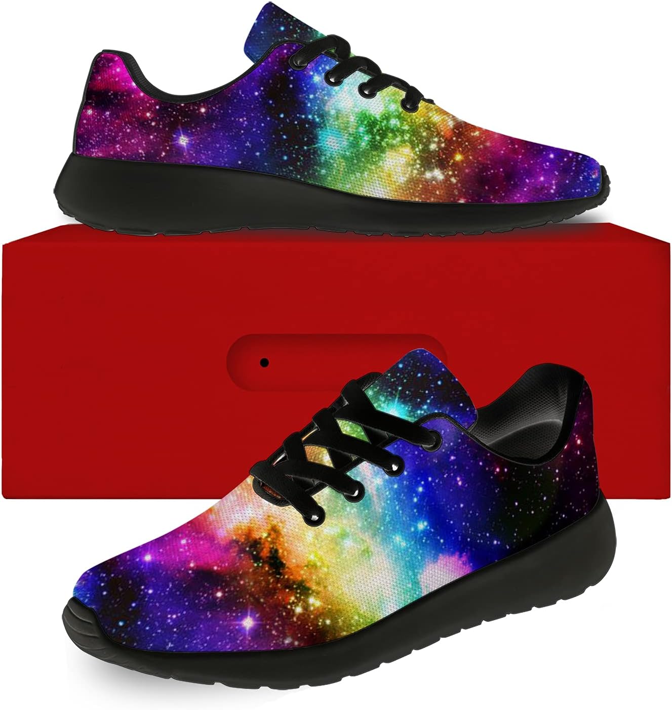 horethy Galaxy Shoes for Women Men Running Shoes Womens Mens Breathable Walking Tennis Sneakers Cosmic Shoes Gifts