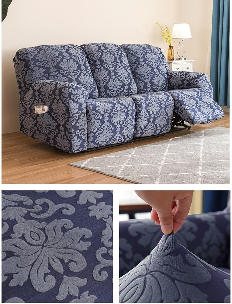 zyhfcfff-sd Recliner Cover with Pockets，Recliner Chair Covers for Reclining Chair with Elastic Bottom for 1/2/3 Seat，Furniture Protector, Washable (Color : B, Size : 3Seats)
