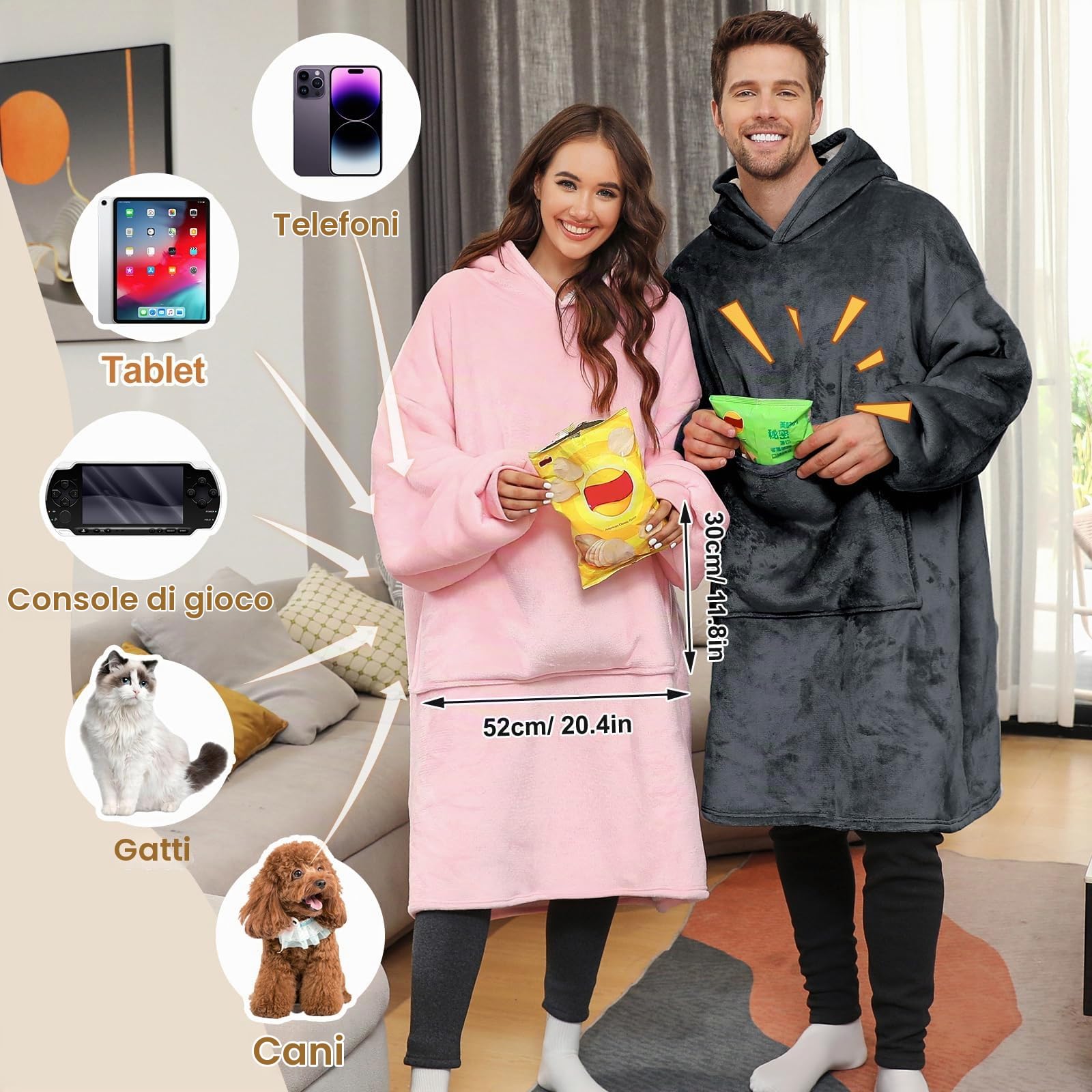 Yuson Girl Felpa con Cappuccio Oversize Unisex Coperta con Cappuccio