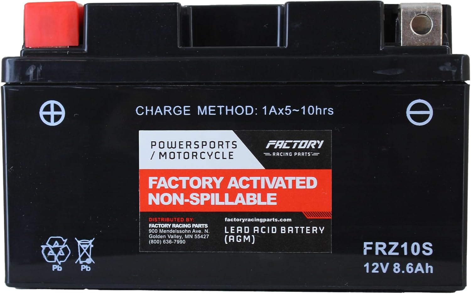 Factory Racing Parts YTZ10S AGM Battery – Maintenance Free – Ready to Install - Compatible With ATVs, Motorcycles, and Scooters BTZ10S