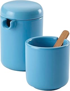 Ceramic Coffee and Tea Sugar and Creamer Set, Aqua