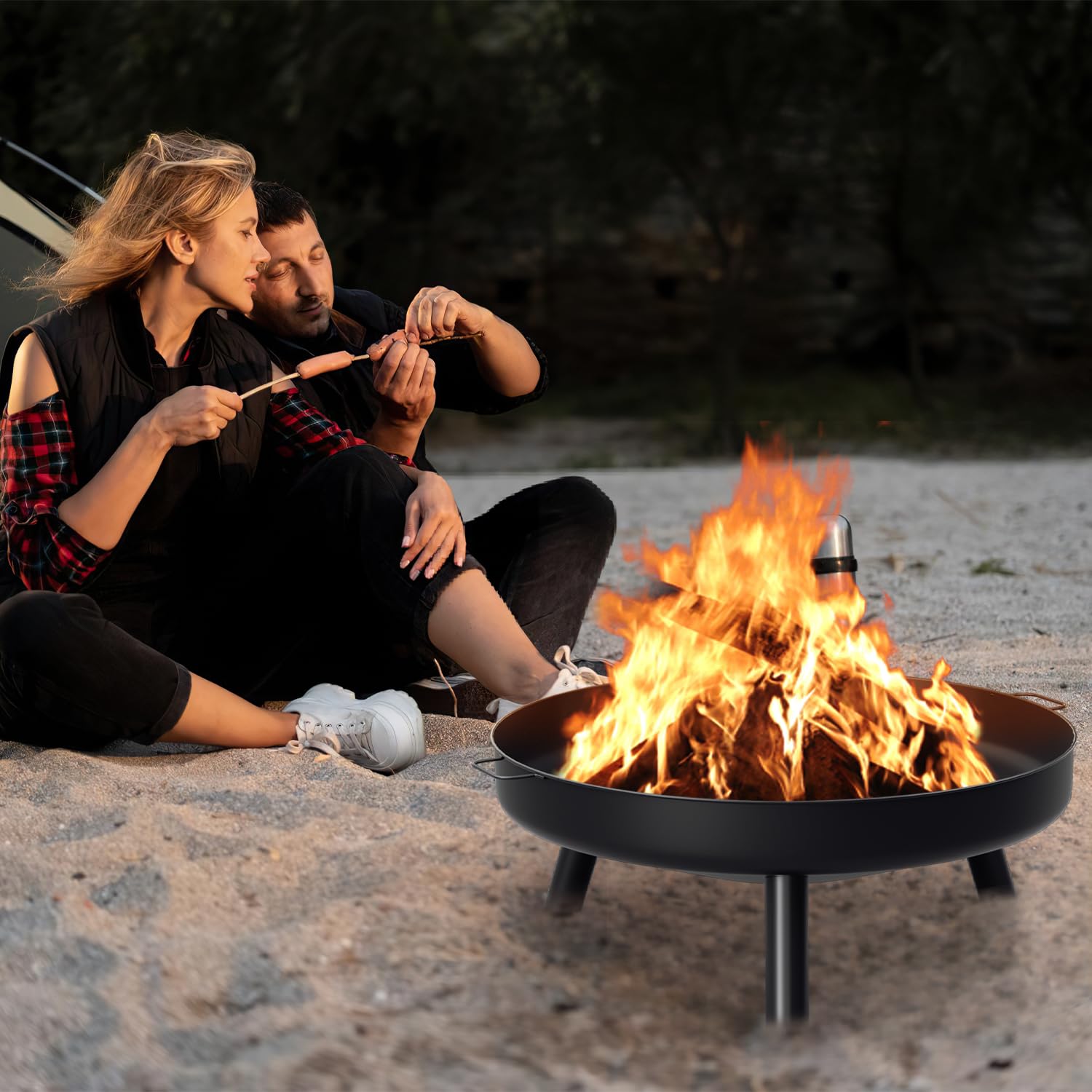 Recipiente para hoguera de 82,5 cm, para el jardín, para exteriores, para camping, fogatas de jardín, hogueras, cubos de fuego y cestas de fuego para el jardín, terraza y balcón