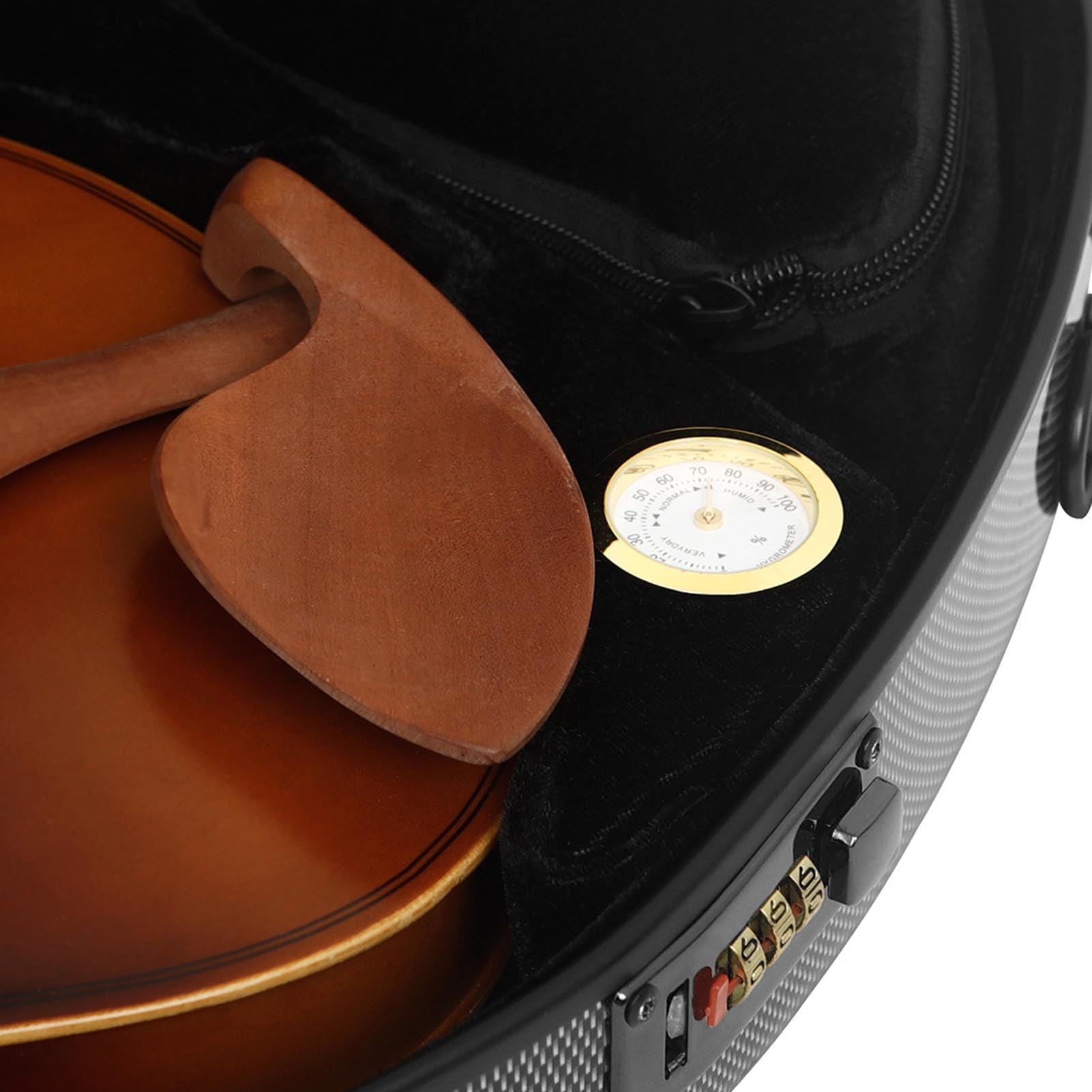 RiToEasysports Custodia Rigida per Violino Custodia Protettiva Leggera in Fibra di Carbonio con Igrometro e Lucchetto a Combinazione per Violini Musicisti Studenti 4/4 3/1/2 1/8