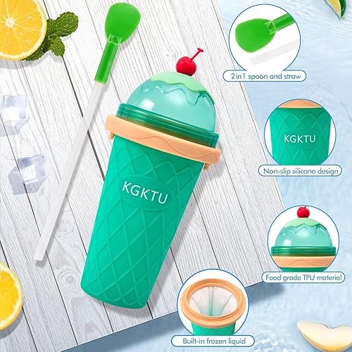 Miniatura 4 de Vaso Slushy Cup Slushie Cup, TikTok Quick Frozen Magic Cup, tazas de batido con tapas y pajitas, vaso para hacer granizados de doble capa, taza de
