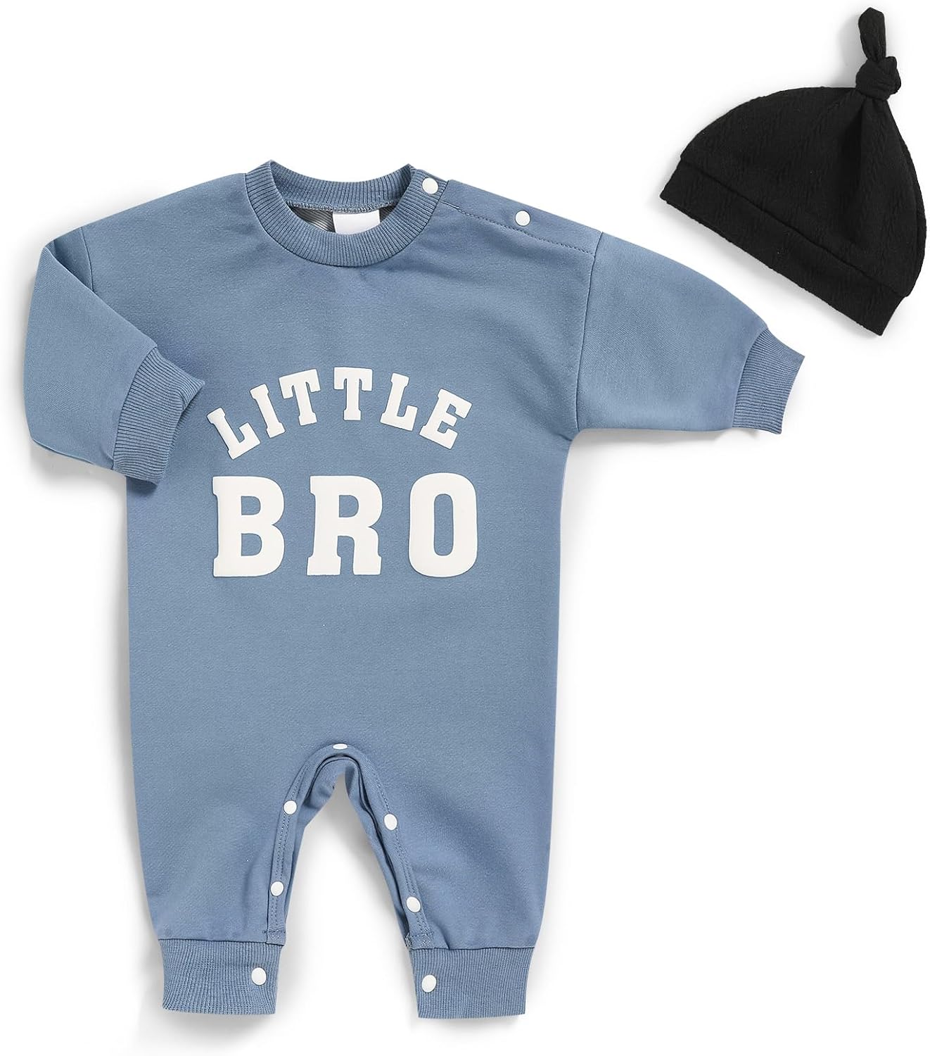 Sinhoon Baby Boy Outfits Little Brother Newborn Outfit Soft Cotton Romper Letter Print Coming Home Clothes with Hat