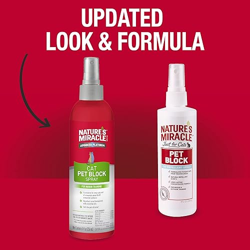 Miniatura 10 de Nature's Miracle Advanced Platinum - Aerosol repelente de bloques de mascotas para gatos, 8 onzas, ayuda de entrenamiento en interiores para gatos