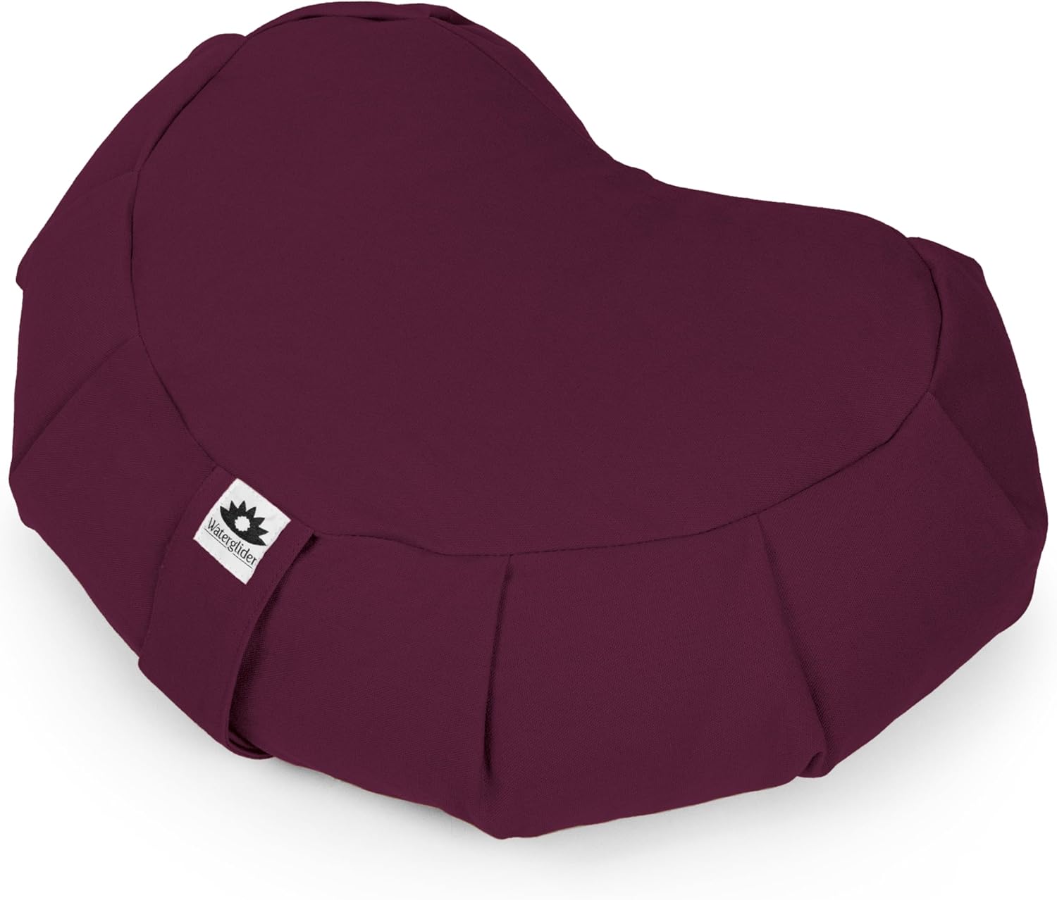 Meditation Cushion (Plum) Crescent, Buckwheat Husk Filled, Floor Pillow or Cushions, Yoga Seat, Zafu, Made in The USA