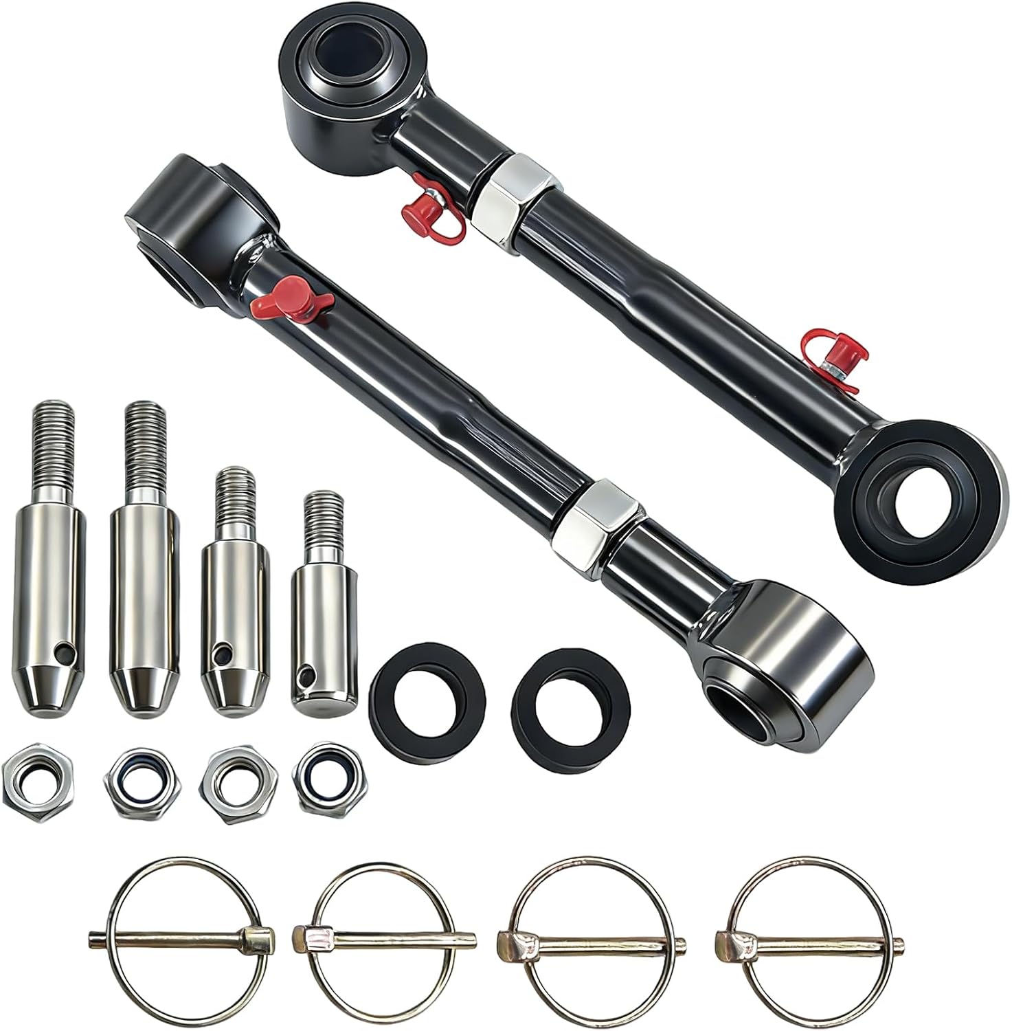 Front Swaybar Quicker Disconnect System for JK JKU 2007-2018 Replacement for 2.5" - 6" Lifts Adjustable (Black)
