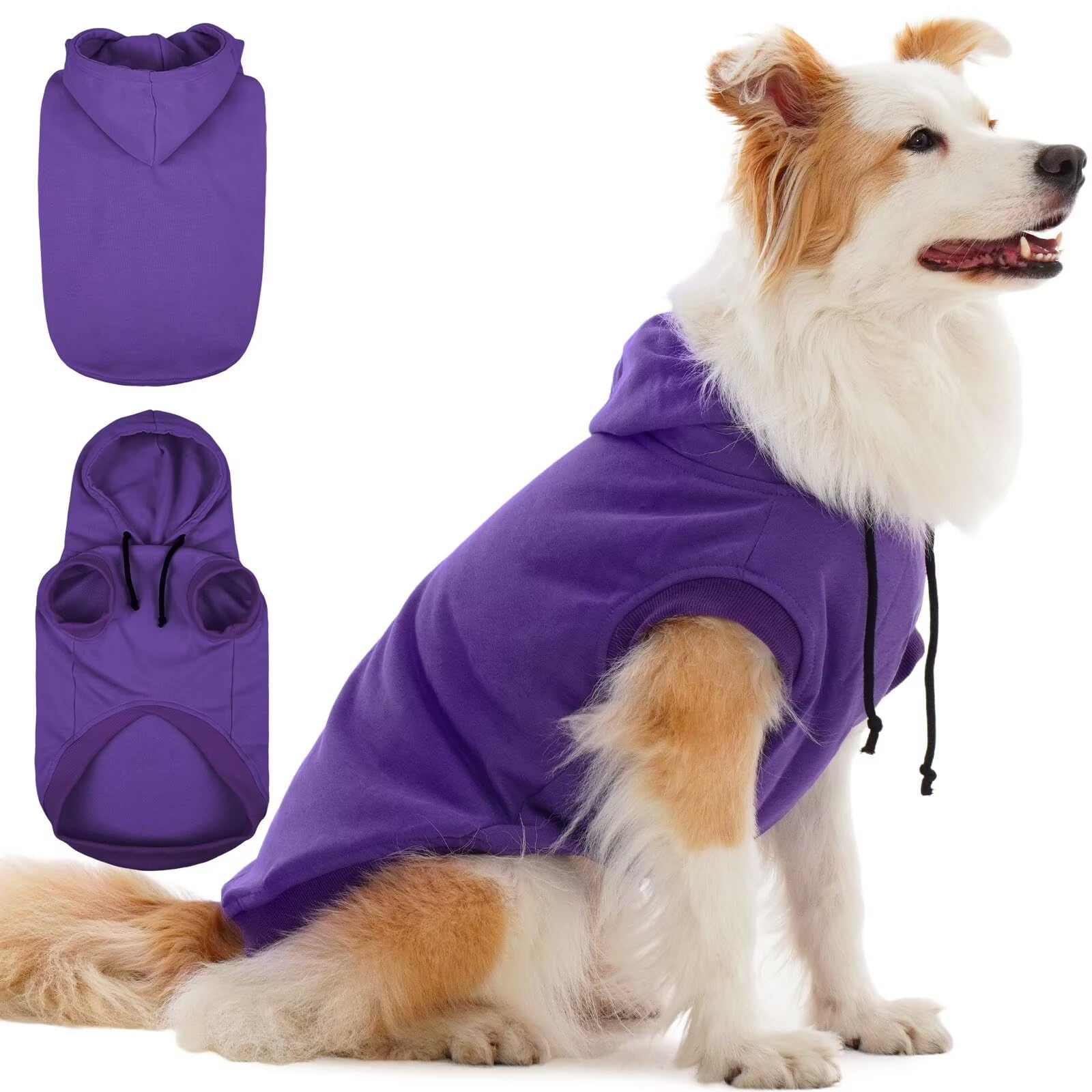 IECOii Dog Hoodie For Large Dogs,Large Dog clothes with Hat,Warm DogSweatshirt Hooded,Basic Hoodie For Dogs Spring Fall And Winter,XL DogJumper For Beagle,Border Collie,Purple,XL(No Fleece Lined)