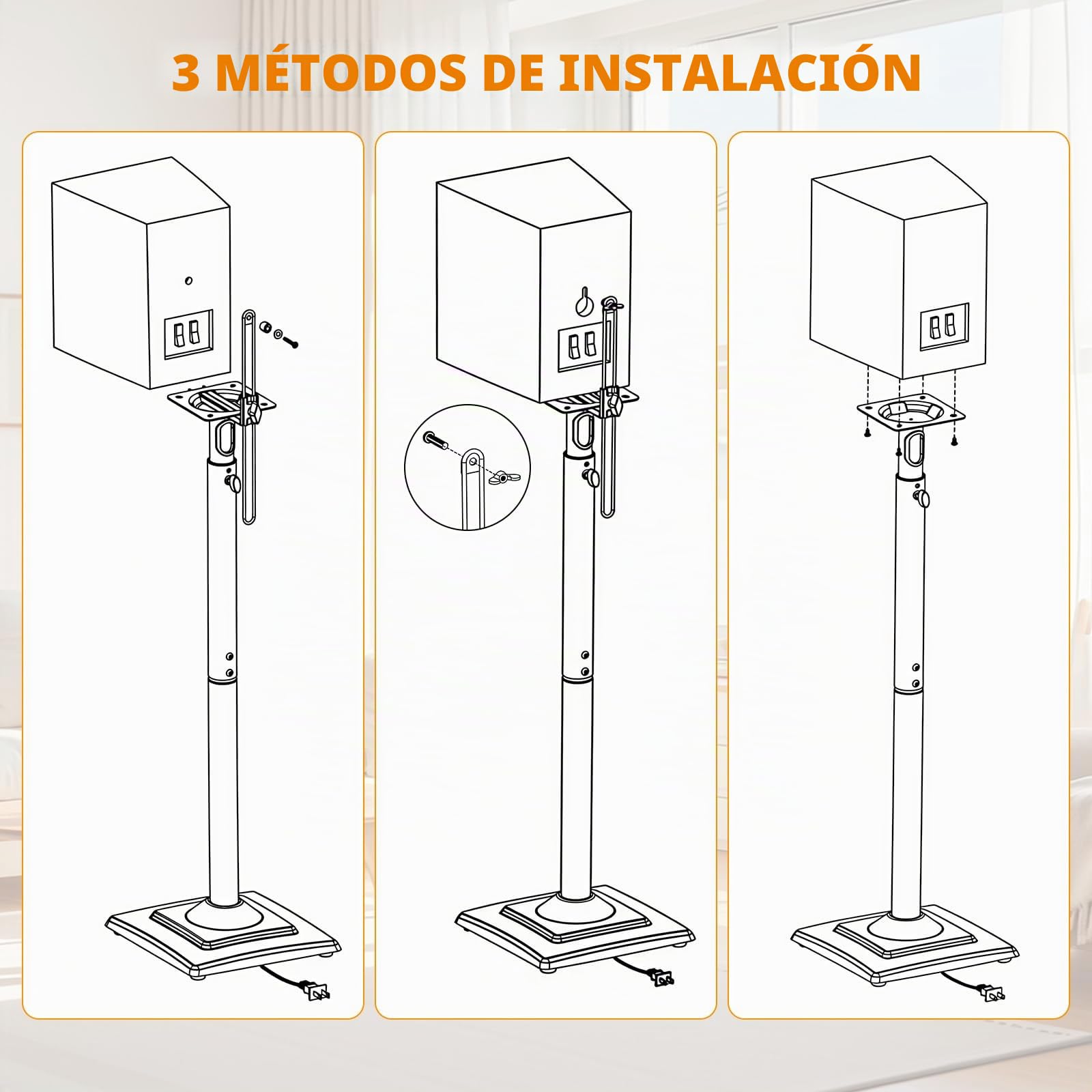 2 Piezas Soporte Altavoces, Soporte de Altavoz de Altura Regulable | Soporte de Altavoz Fabricado en Aleación de Acero Negro, Altura Máxima 106 cm