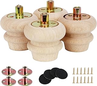 2 Inch Wooden Unfinished Bun Feet for Dresser Legs Couch Sofa Cabinet bun feet Ottoman DIY Replacement Wood Furniture Legs for Furniture Set of 4 (4set, 2inch) Patent Application