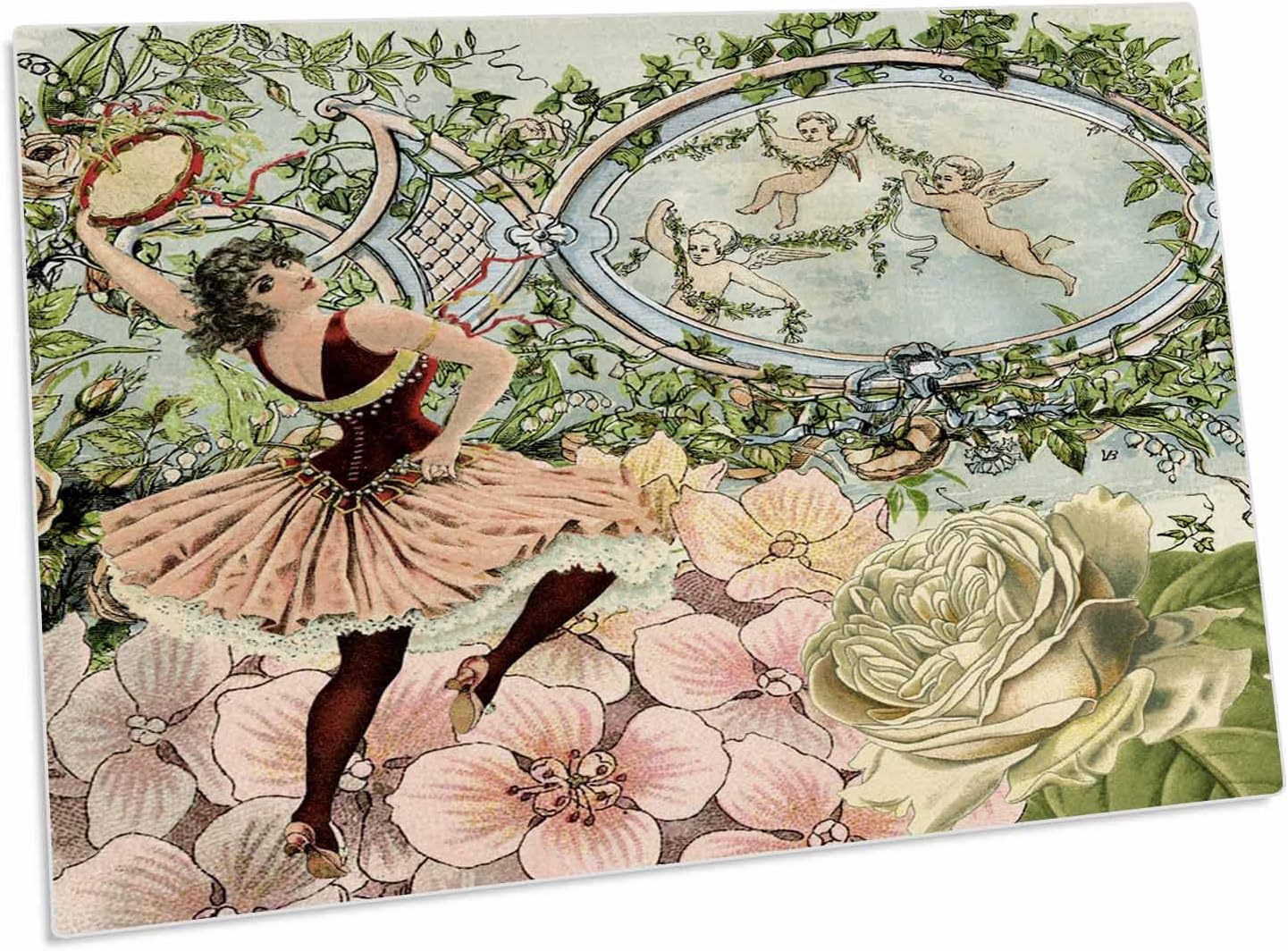 Mantel de escritorio con diseño de bailarina y flores grandes miniatura 1