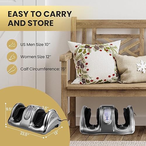 Miniatura 6 de WELLHUT Máquina masajeadora de pies Shiatsu, masajeador de pies y pantorrillas para tobillo, brazo de pierna de pantorrilla, rodillo de amasado