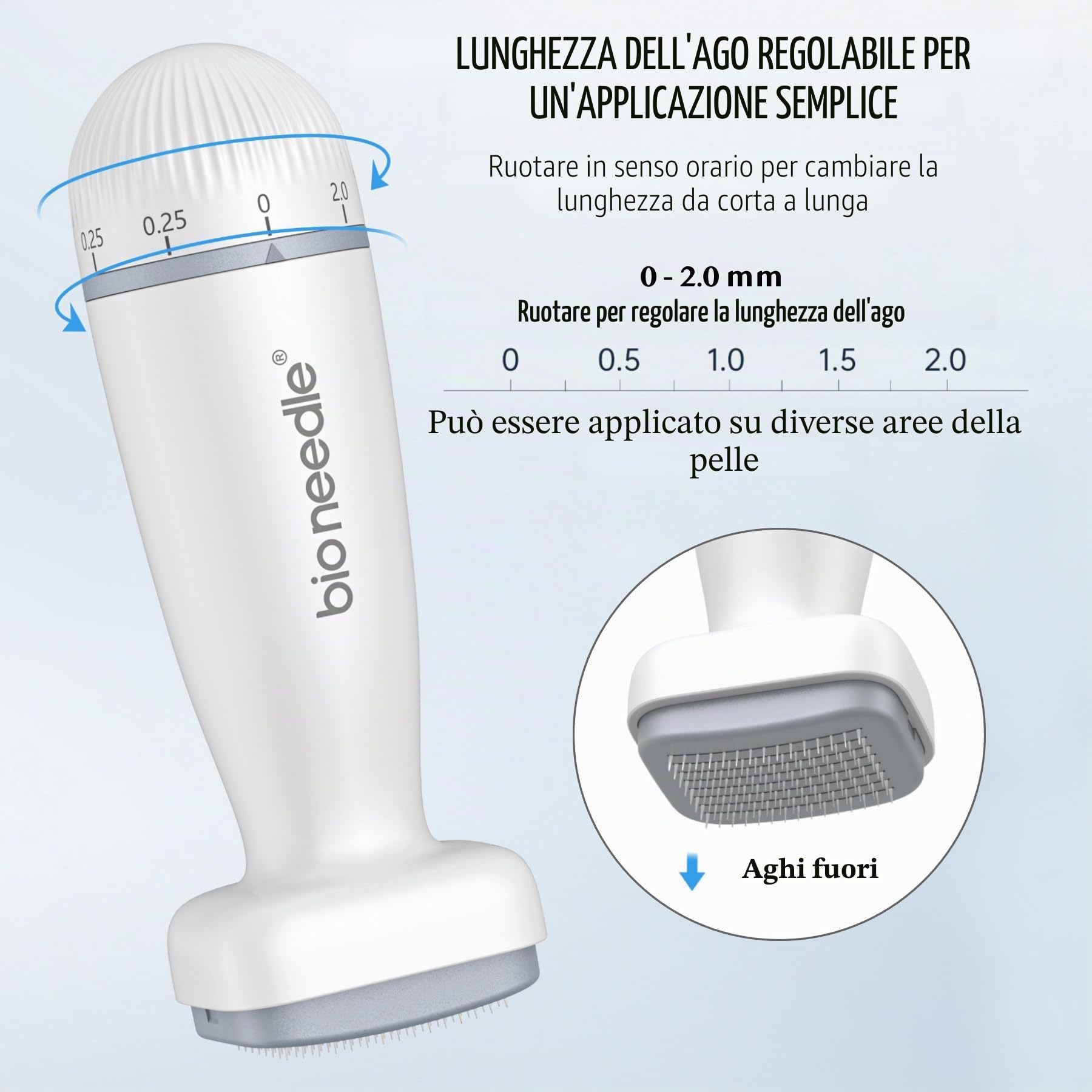 P-Beauty Derma Stamp - Microneedling - Mesoroller con 120 aghi in acciaio inox di alta qualità, lunghezza regolabile 0-2 mm, per anti-invecchiamento, rigenerazione della pelle, crescita dei capelli