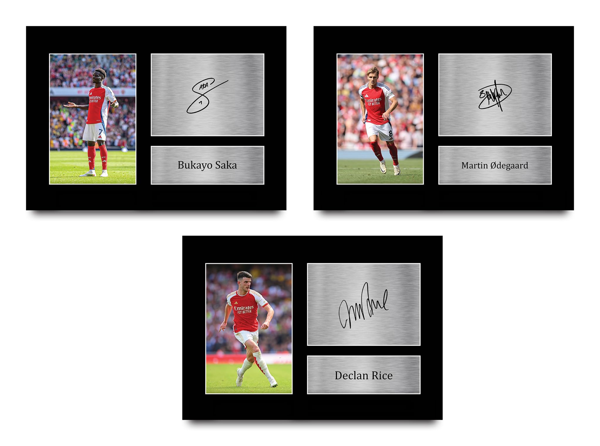 HWC Trading Saka, Rice & Odegaard Arsenal Gifts Printed Signed Autograph Pictures for Football Fans and Supporters - A4