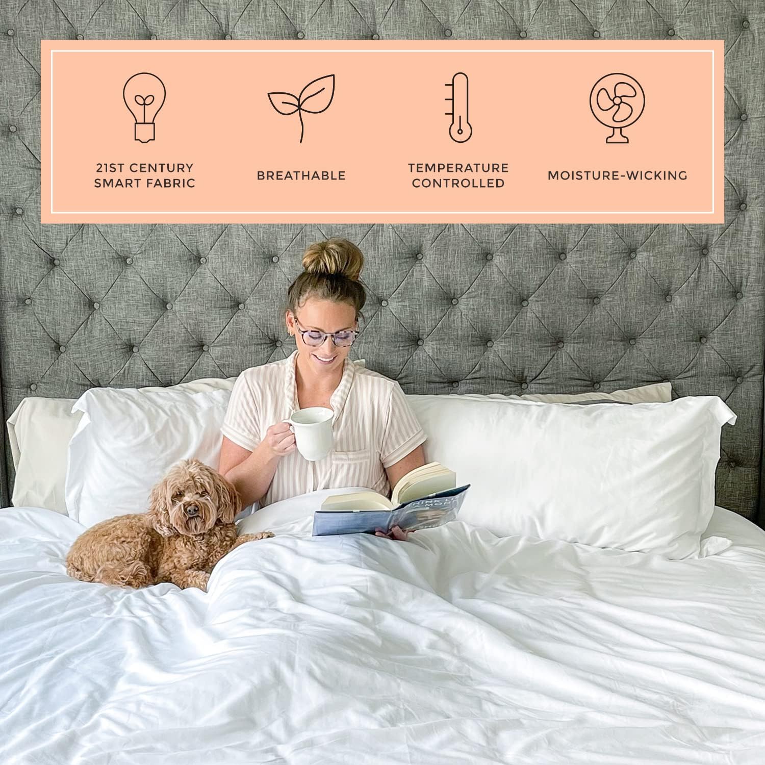 Bed Sheets Set with 4 Pieces, 1000 Thread Count, Percale, 100% Peruvian Pima Cotton, Olympic Queen Size Fits 10-12" Deep Pocket (Solid, Silver Grey)