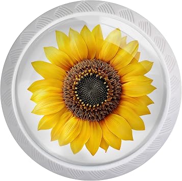 4 Pack Yellow Sunflower Cabinet Knobs for Kitchen Bathroom