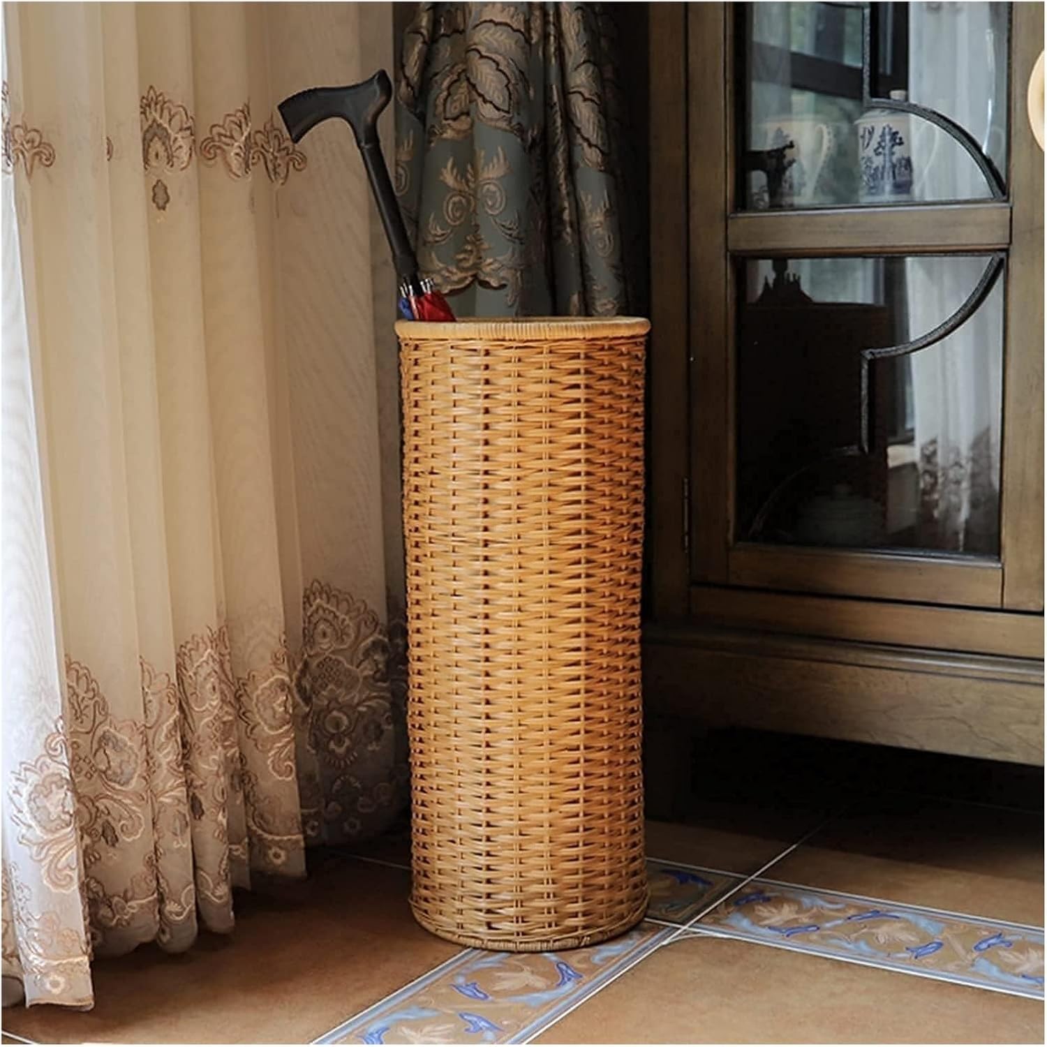 Umbrella Stand Bamboo Rattan Umbrella Stand Umbrella Rack Multifunctional Umbrella Storage Bucket and Umbrella Basket Shelf Bucket