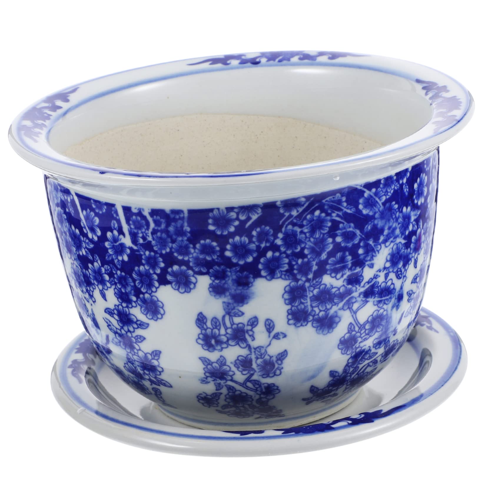 VANZACK Doniczki Bonsai Ceramiczna Doniczka Z Tacką Na Rośliny Doniczkowe Dekoracyjna Doniczka Z Otworem Drenażowym Do Domowego Biura