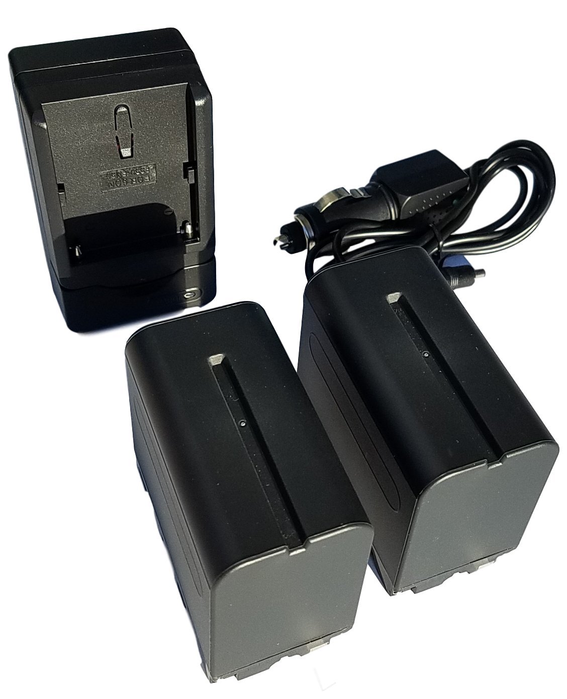 (2-Pack) NP-F970 Battery Basic Premium Battery Pack with Charger Kit for Select Sony Camcorders - Fully Decoded