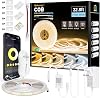 Wefomey COB LED Strip Light White, Dimmable 2700K-6500K High Density 6080LEDs 24V Flexible LED Tape Light with Remote and APP Control, for Under Cabinet Bedroom Kitchen DIY Lighting,1 Rolls of 10M [Energy Class E]